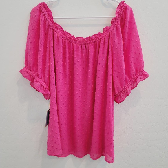 NWT CeCe Bright Rose Swiss Dots Blouse Top Women's Size 2X - Picture 10 of 13